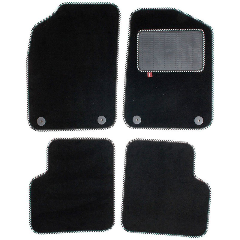 Fiat 500 2012 onwards over mat set with fixings shown in standard black automotive carpet