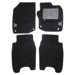 Honda Civic diesel 2013 over mat set with Honda logo and fixings shown in standard black automotive carpet
