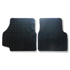 Land Rover Defender 1990 to 2010 over mat set shown in black rubber with tread plate pattern